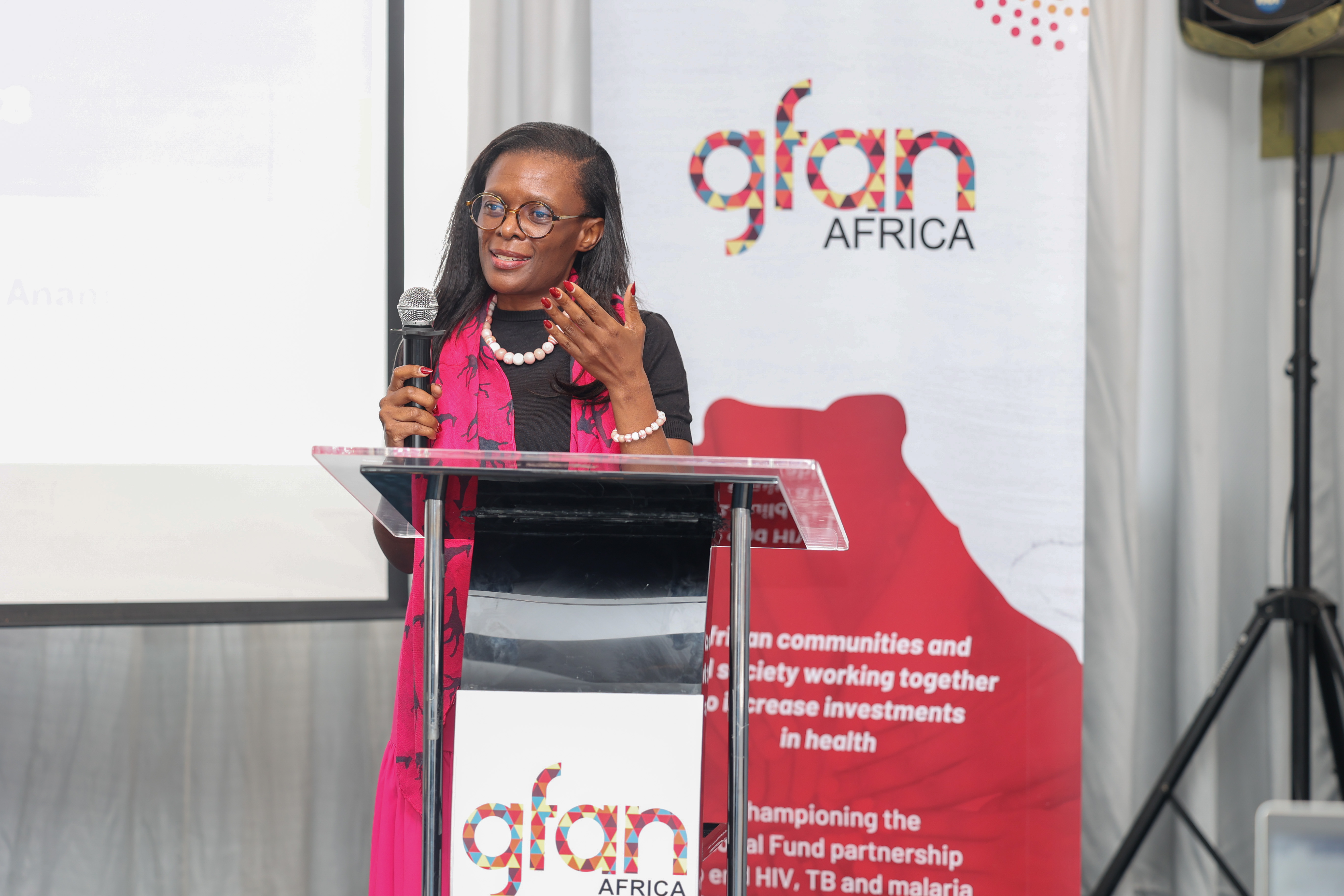A GFAN Africa advocate speaking at a WACI Health event
